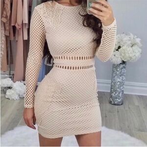 Missguided Cream Lace Mini Dress